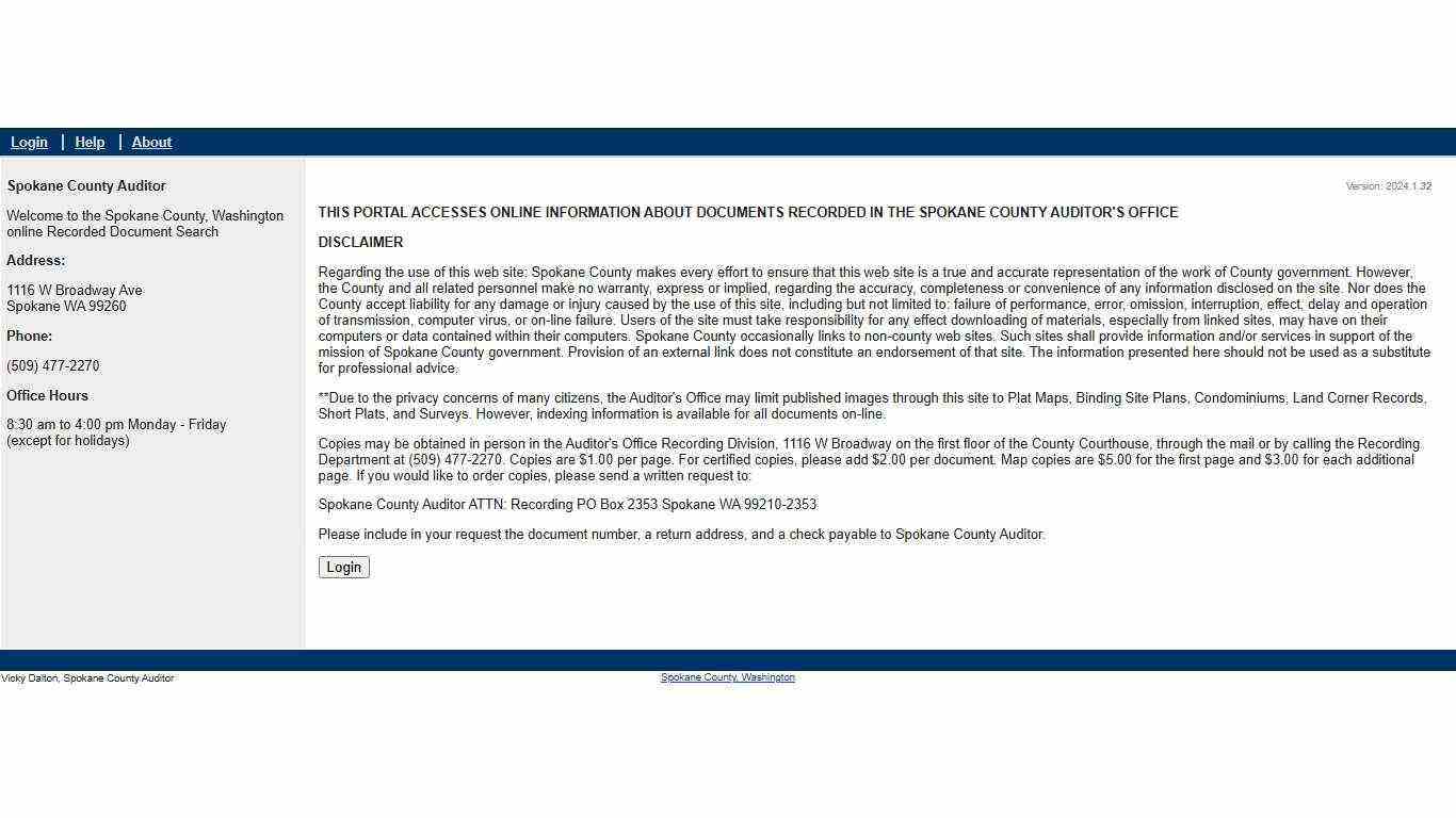 Spokane County Auditor's Public Record Index Website